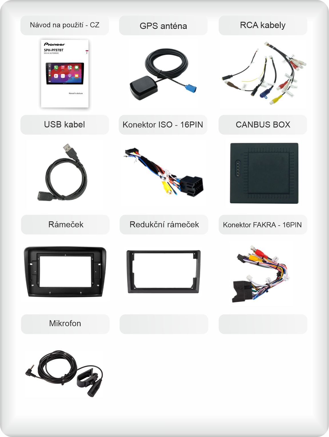 CZ příslušenství pro autorádio Pioneer SPH - PF97BT pro škoda superb 2 carplay a android auto evtech_cz_1